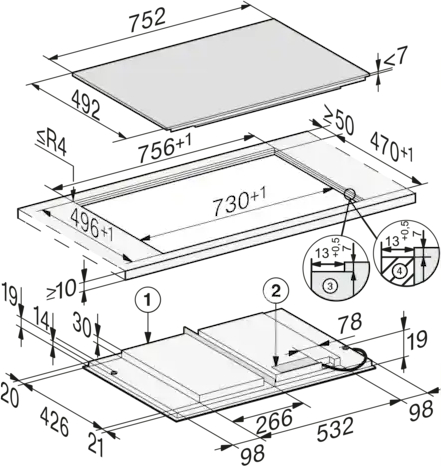 MIELE KM7617FX inductiekookplaat - 75cm