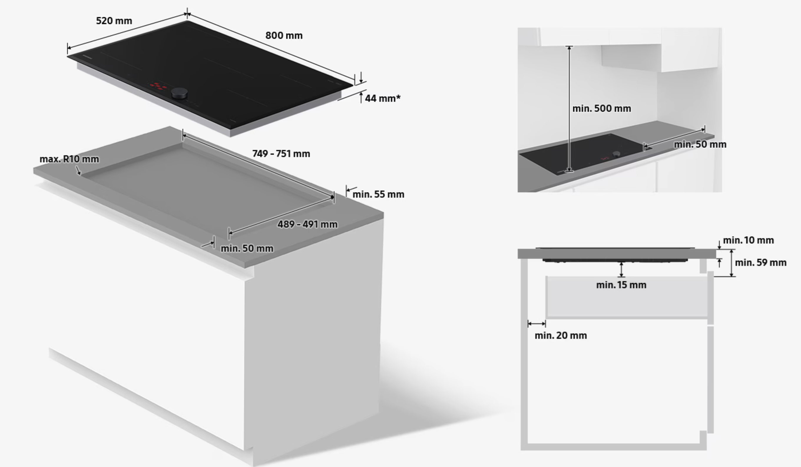 SAMSUNG NZ85C6057KK Series 6 inductiekookplaat - 80cm