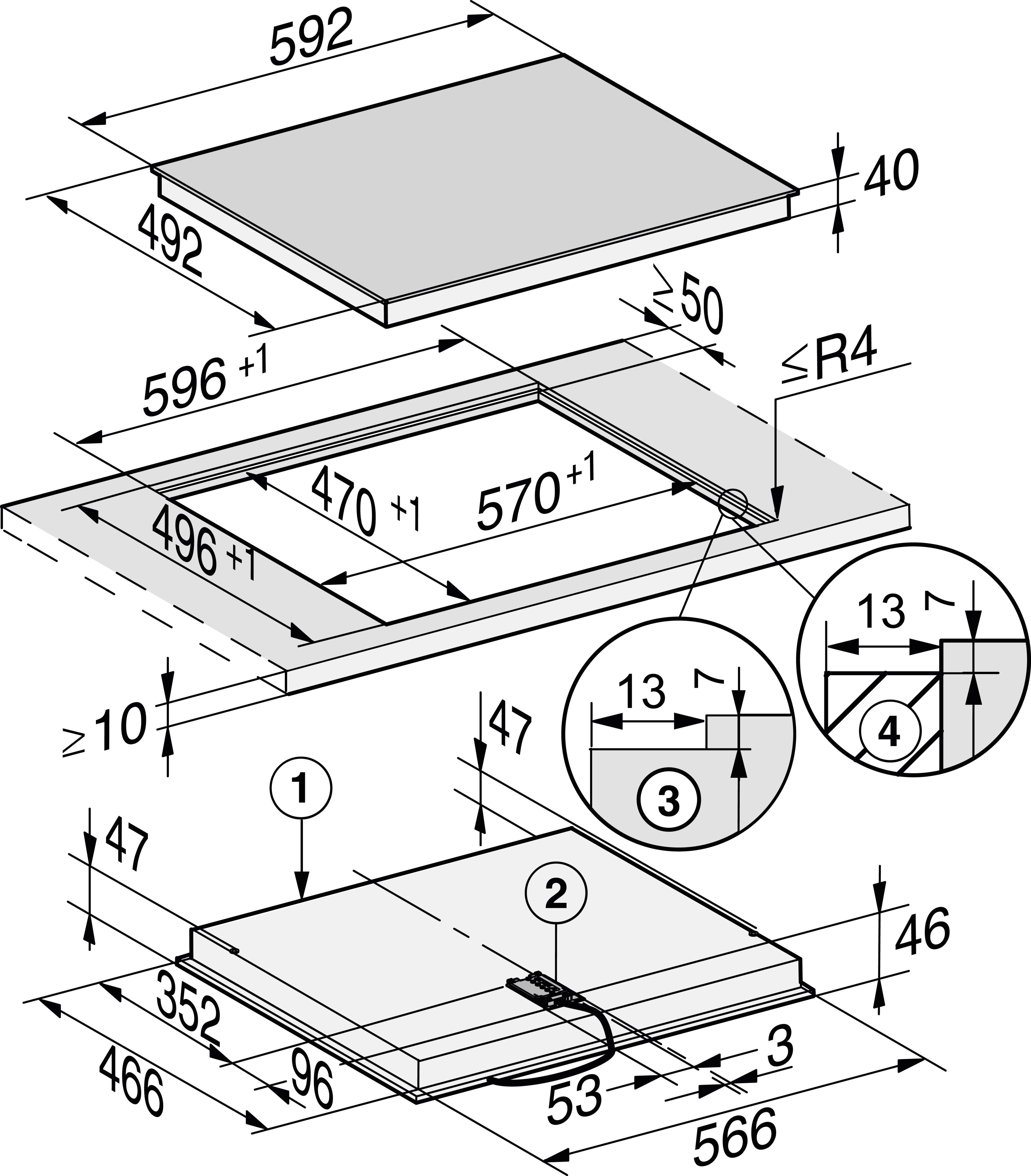 MIELE KM6520FL vitrokeramische kookplaat - 60cm