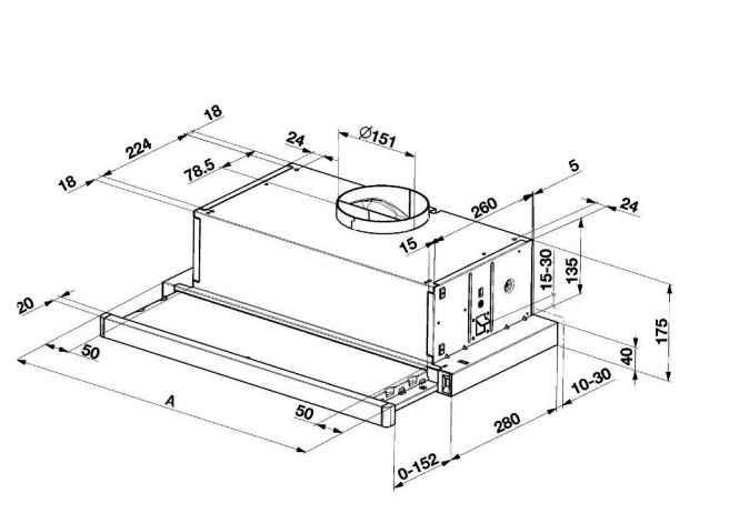 BEKO CTB6250BB telescopische dampkap - 60cm